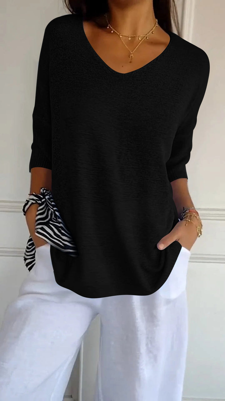 Noemi | Top in maglia con scollo a V