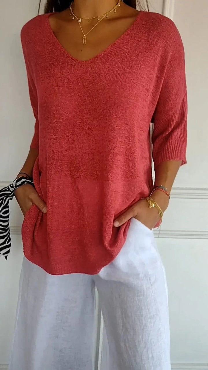 Noemi | Top in maglia con scollo a V