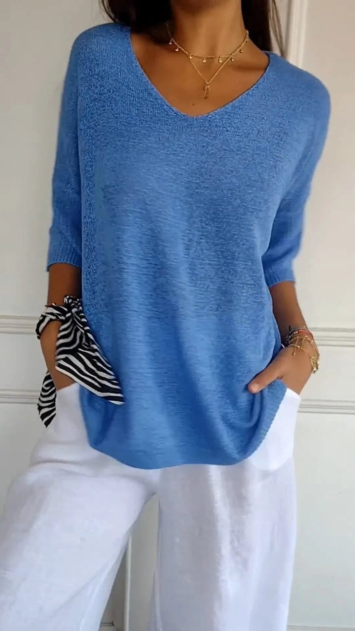 Noemi | Top in maglia con scollo a V