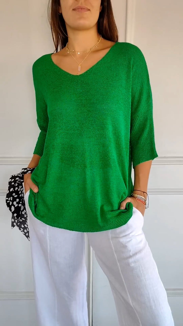 Noemi | Top in maglia con scollo a V