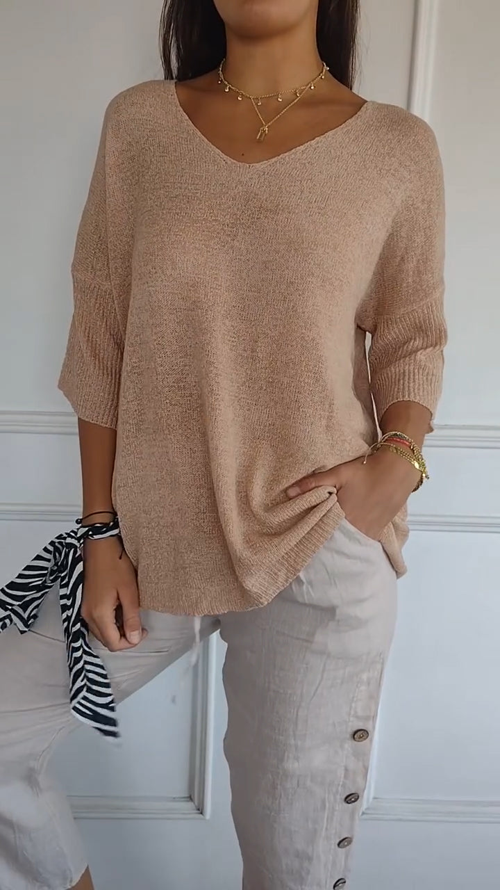 Noemi | Top in maglia con scollo a V