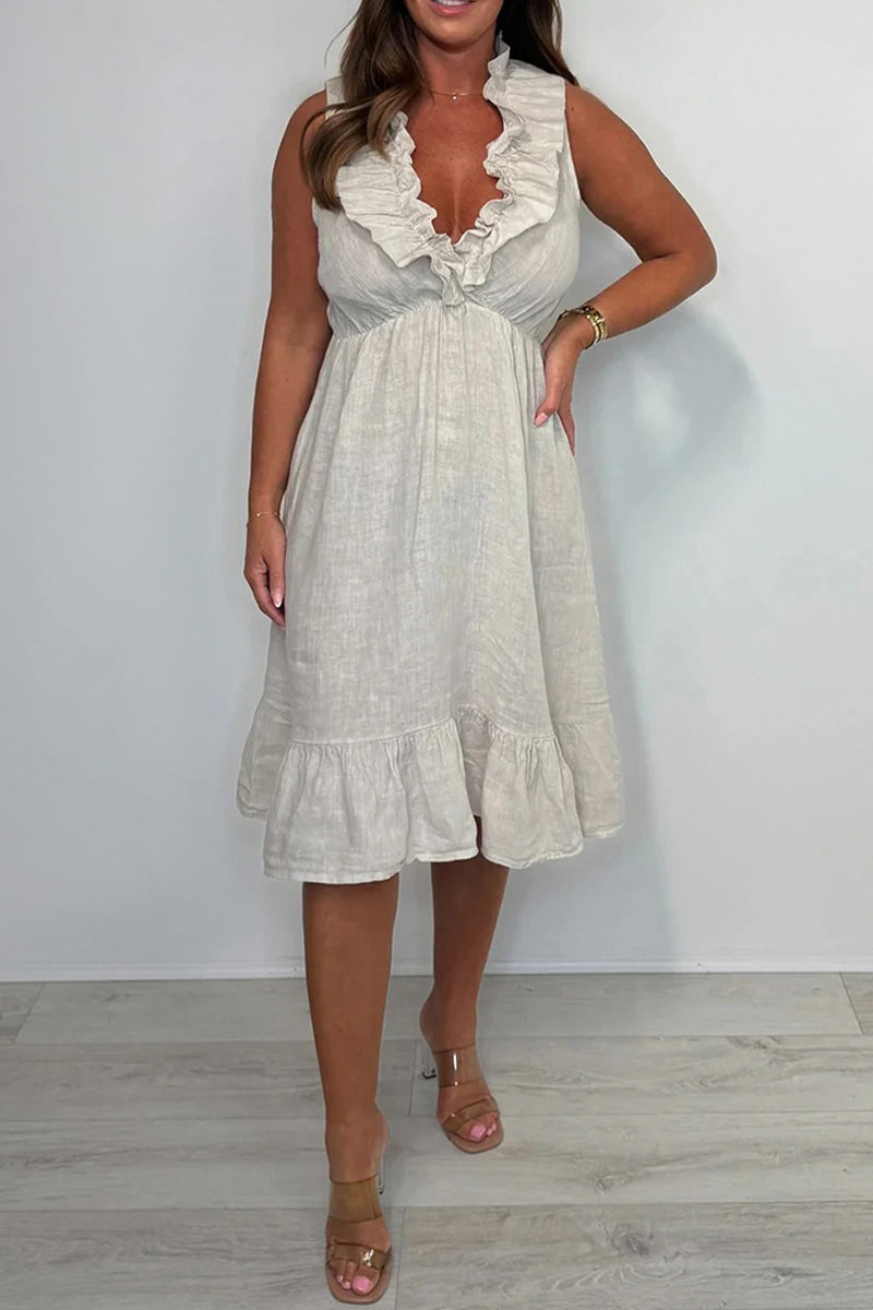 Natalia | Abito con volant in cotone e lino