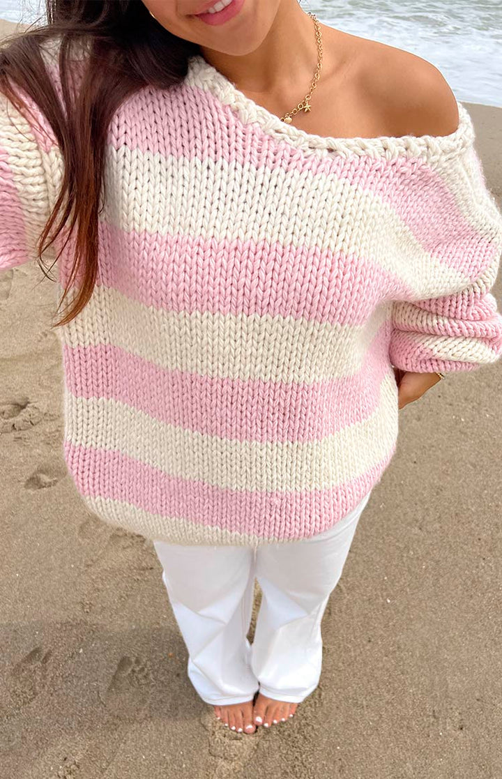 Mila | Maglione a righe in maglia grossa