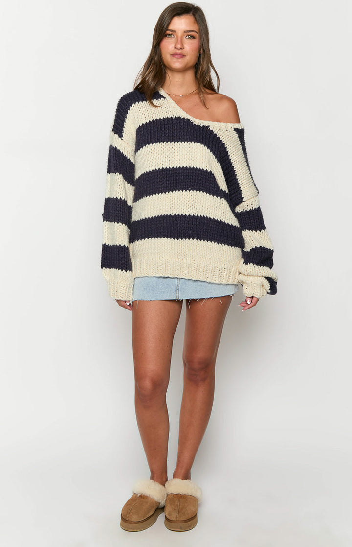 Mila | Maglione a righe in maglia grossa