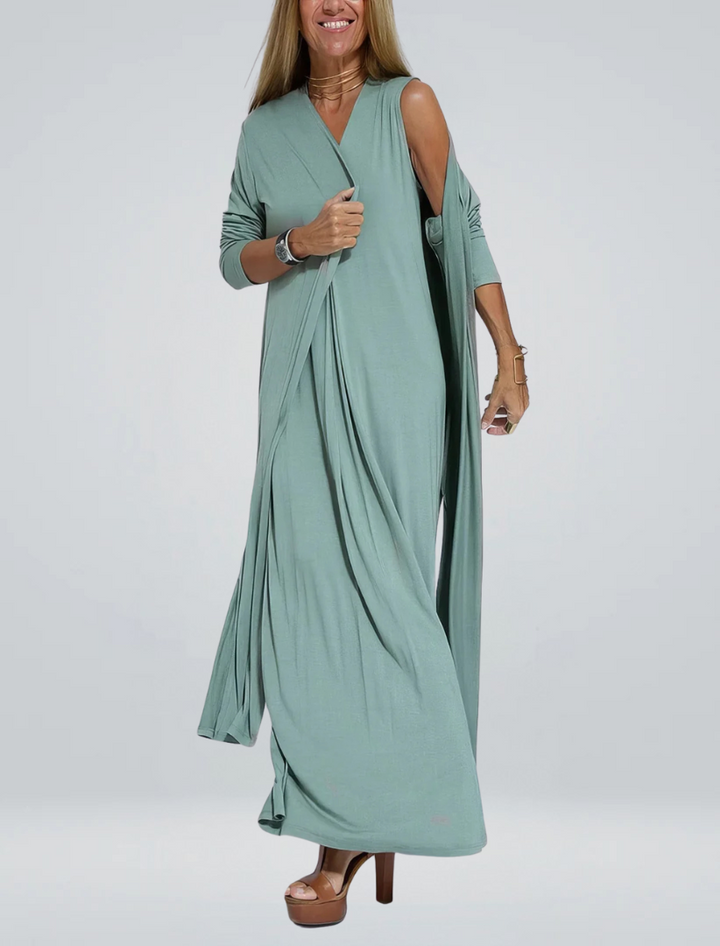 Marta | Abito lungo elegante con cardigan abbinato in omaggio
