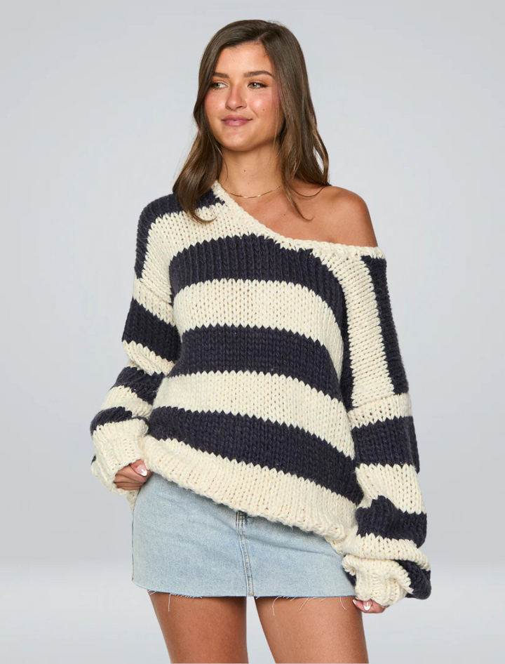 Mila | Maglione a righe in maglia grossa