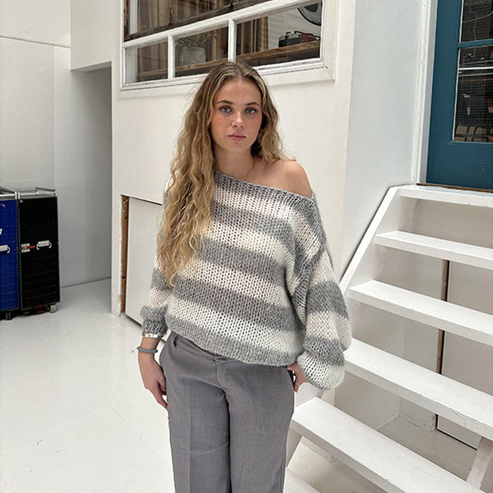 Mila | Maglione a righe in maglia grossa