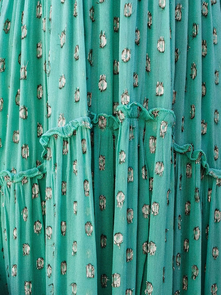Edith™ - Abito lungo verde con scollo a V