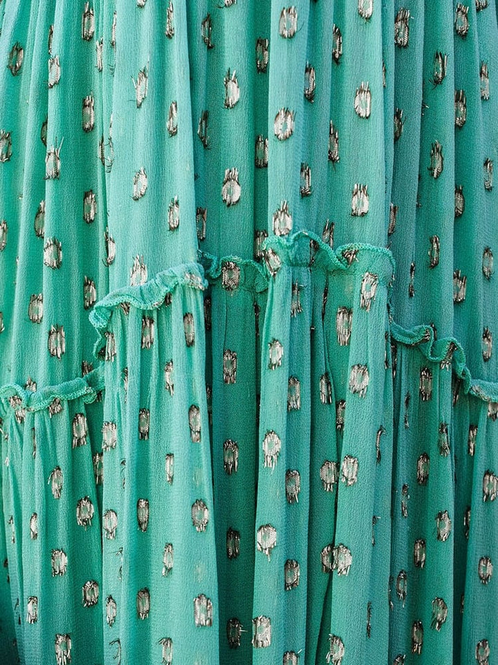 Edith™ - Abito lungo verde con scollo a V
