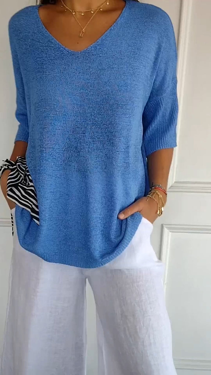 Noemi | Top in maglia con scollo a V