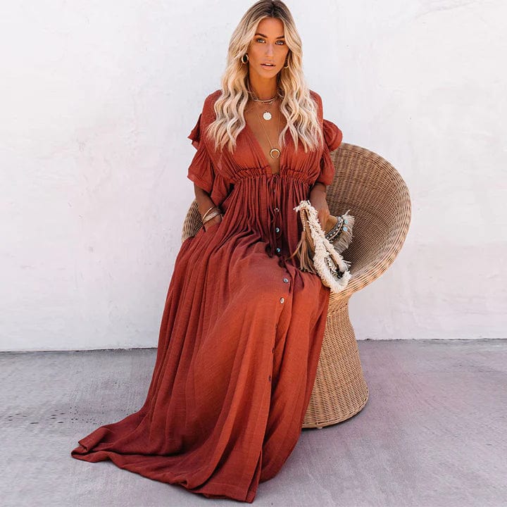 Alina™ - Abito lungo rosso da spiaggia