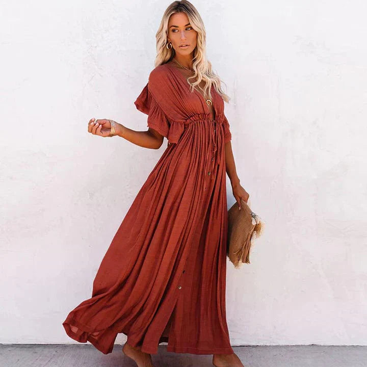 Alina™ - Abito lungo rosso da spiaggia