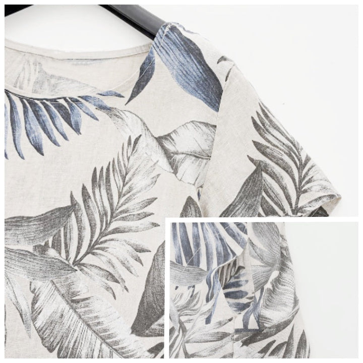 Gloria | Abito con scollo rotondo e stampa botanica