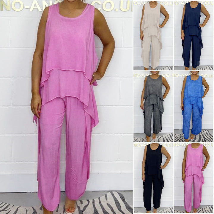 Marisol | Completo curvy elegante con top smanicato e pantaloni ampi