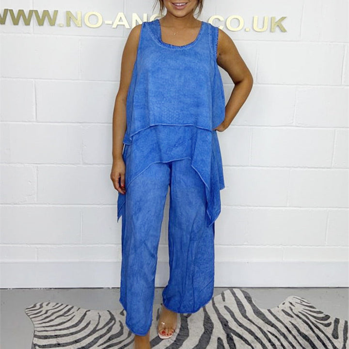 Marisol | Completo curvy elegante con top smanicato e pantaloni ampi